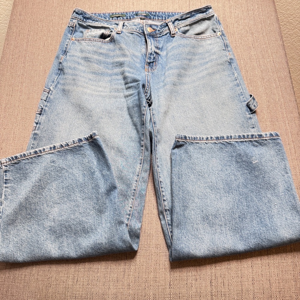 Wild Fable Womens 12R Low Rise Baggy Carpenter Jeans Light Wash Wide Leg Denim